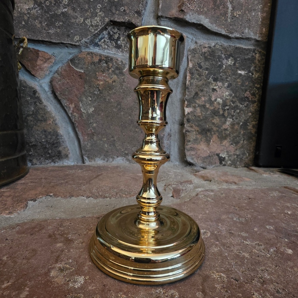 Baldwin Forged Brass Candlestick Holder 7.25 Inch Vintage American Made Baluster